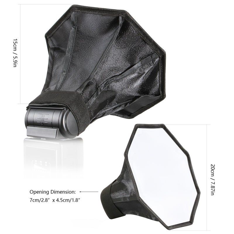 waka Flash Diffuser Light Softbox, [2 Pack] Speedlight Softbox Collapsible with Storage Pouch - 8" Octagon Softbox + 8"x6" for Canon, Yongnuo and Nikon Speedlight - Image 4